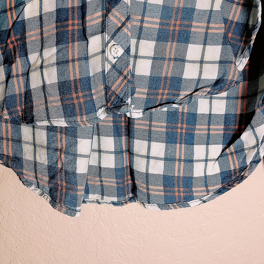 Bella Dahl button down plaid hi low Indigo top - Picture 6 of 8